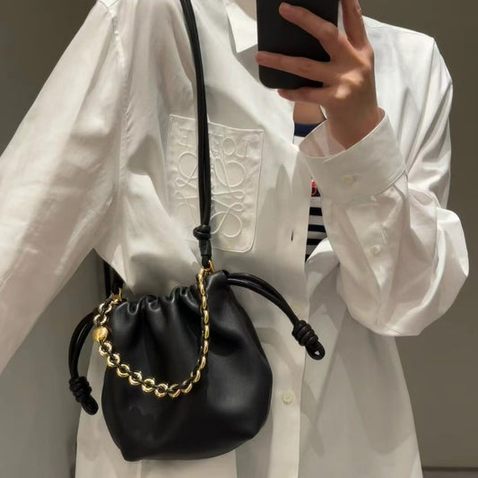 Sac à bandoulière de style chinois pour femmes, sac porte-bonheur en cuir de vache | nuages à cordon