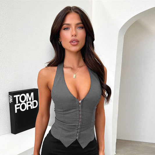 Summer Hot Girl Halter Top Casual V-neck Vest